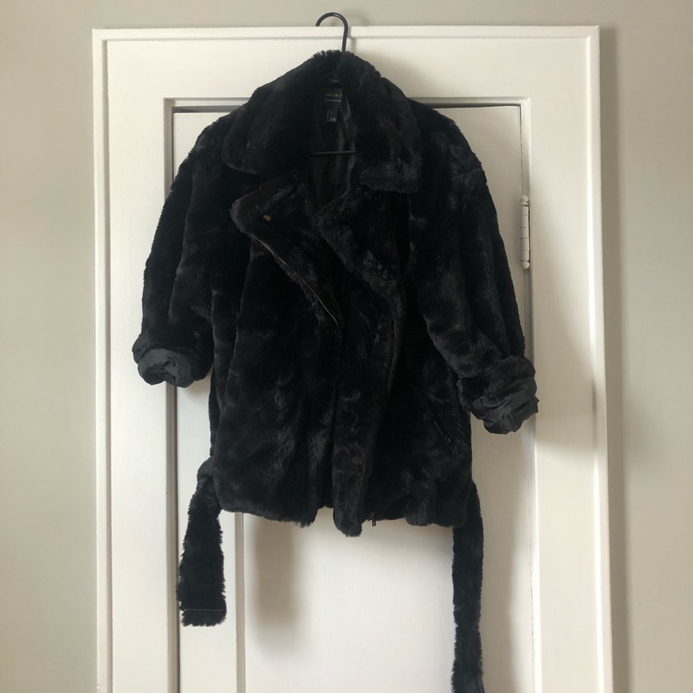 Faux fur biker style jacket